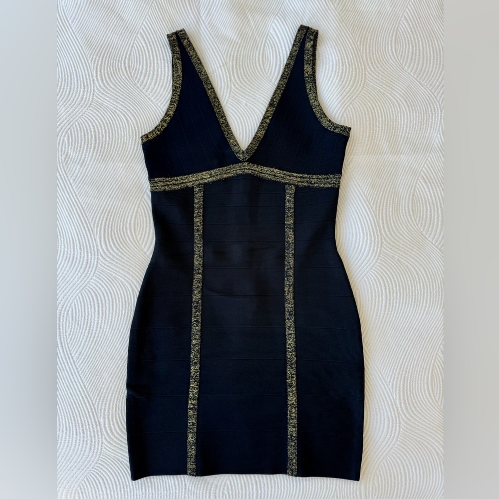 Elegant Black Dress with Gold Accents